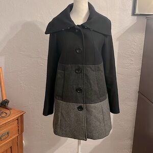 H&M Wool blend Color Block mid Length Coat Sz 6